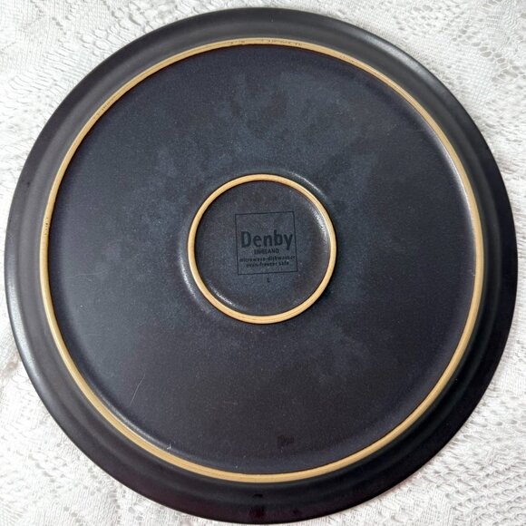 DENBY-LANGLEY Energy Dinner/Salad Plate - Celadon Green & Dark Charcoal, England - Picture 3 of 4